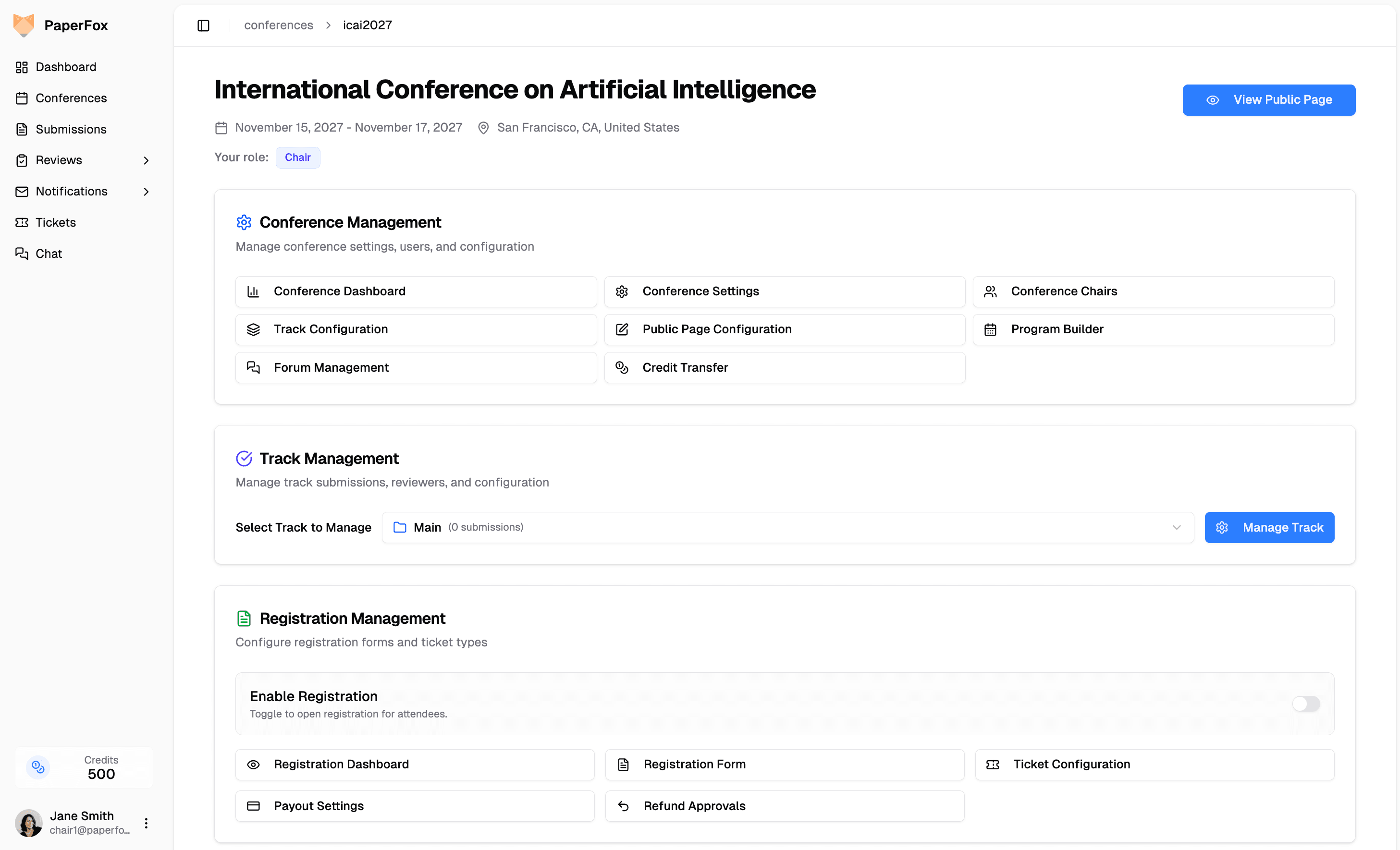 PaperFox Conference Dashboard