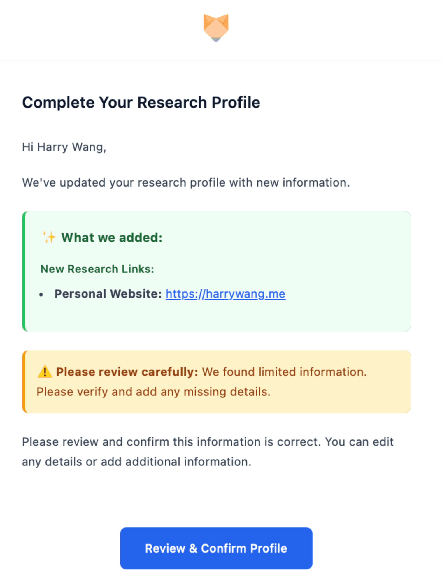 AI Profile Discovery Email