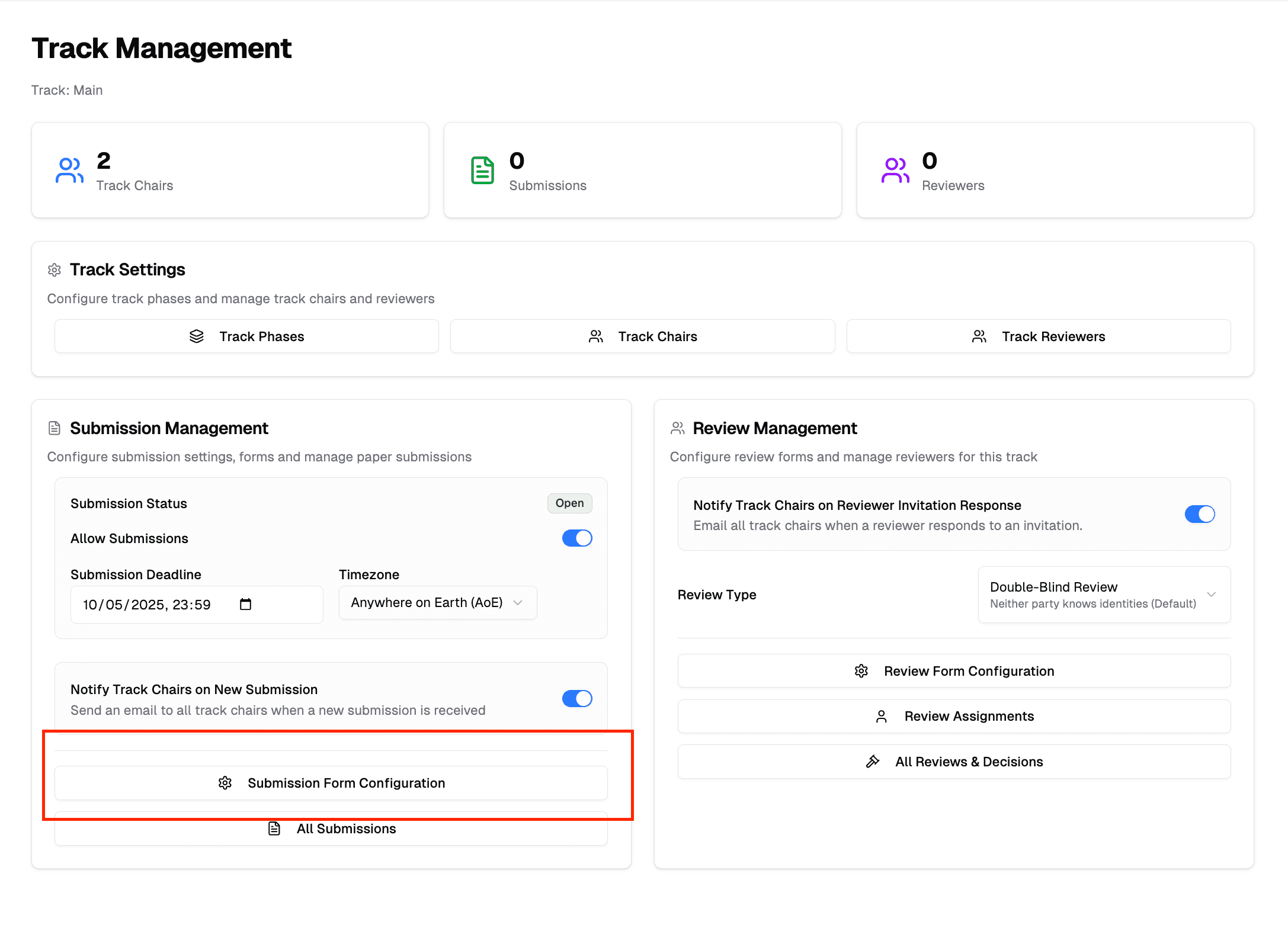 Submission Form Configuration