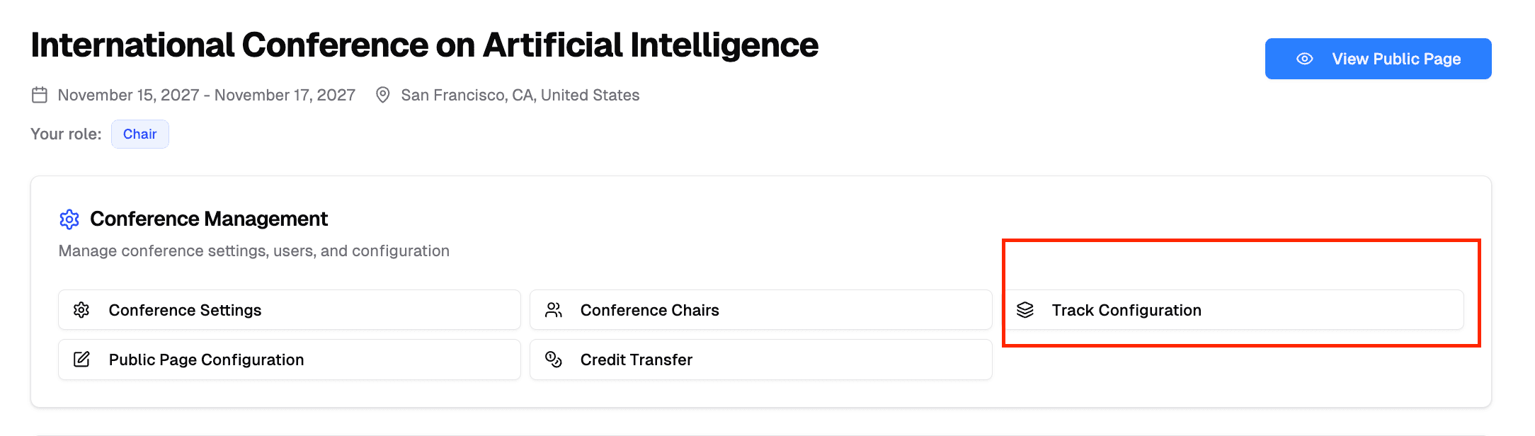Configure Track Interface