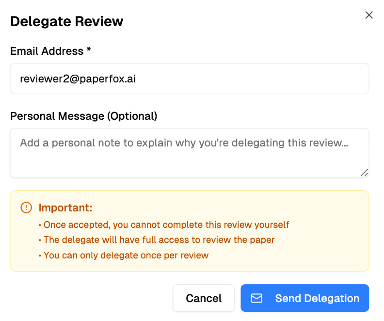 Delegate Reviewer