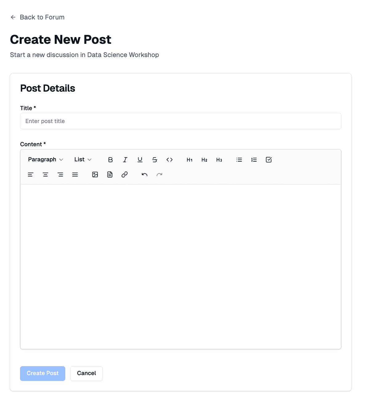 Create Post Form