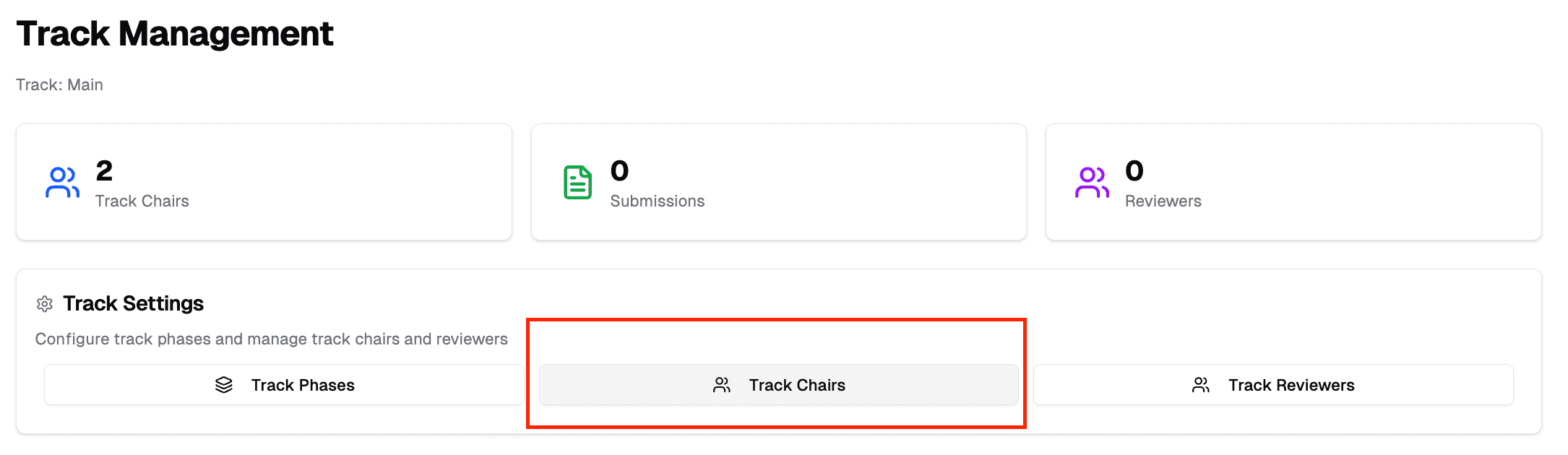 Track Chairs Interface