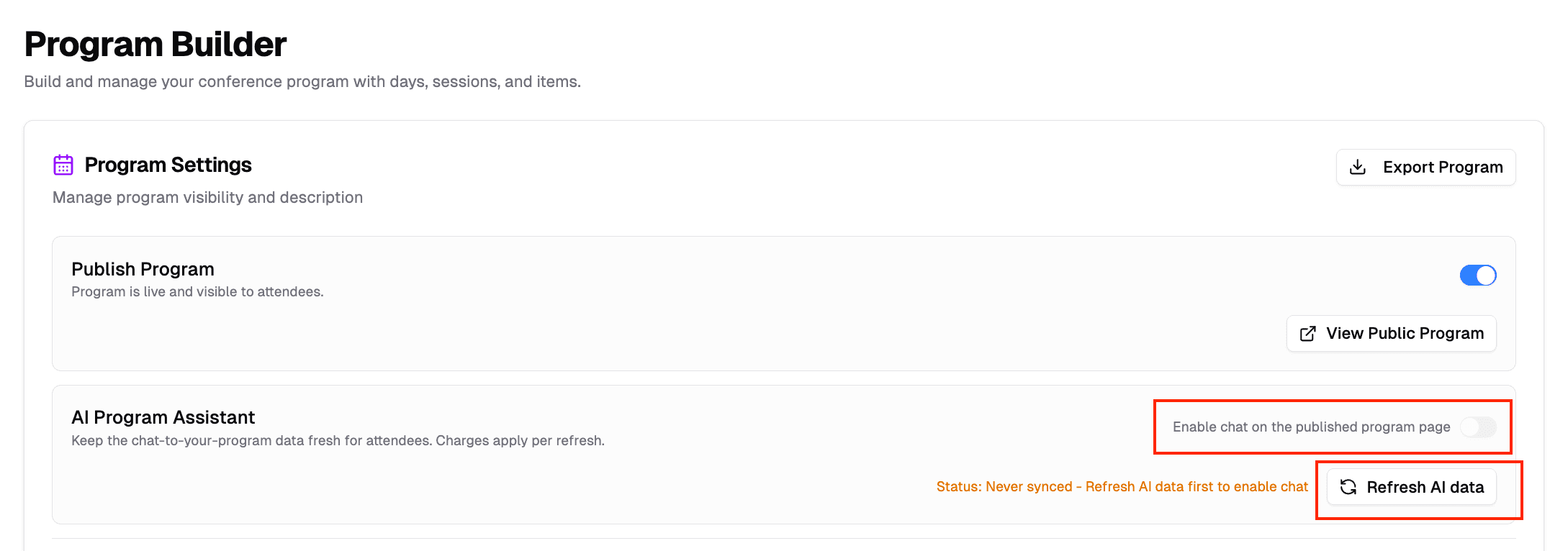 Enable Chat with Program