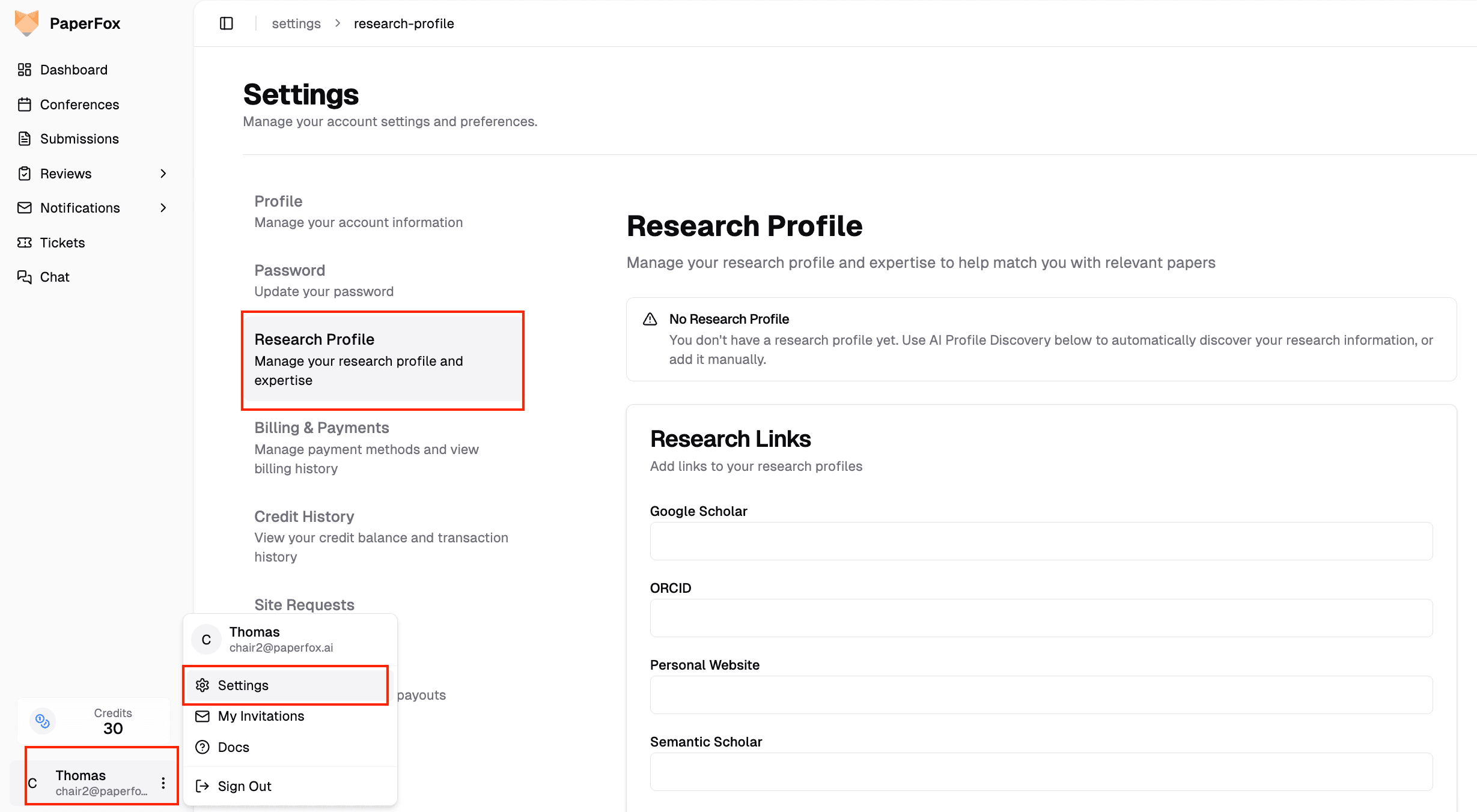 Find Research Profile