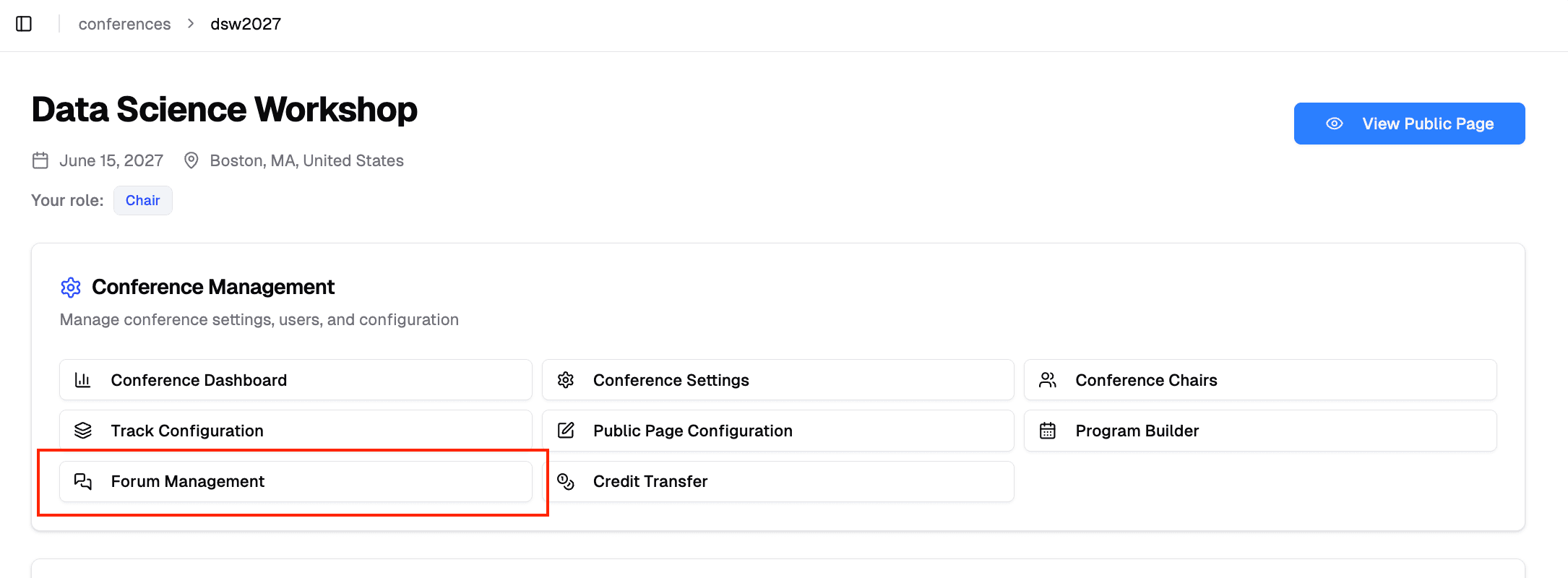 Forum Management Button