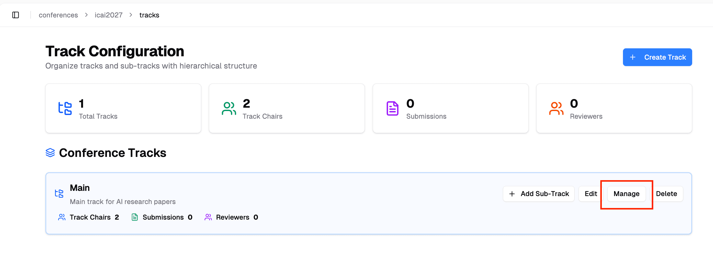 Manage Track Option 1