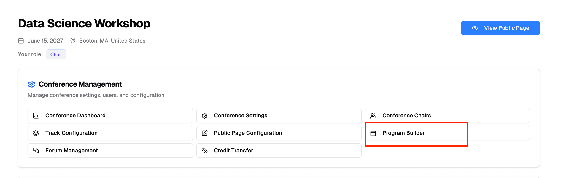 Program Builder Button