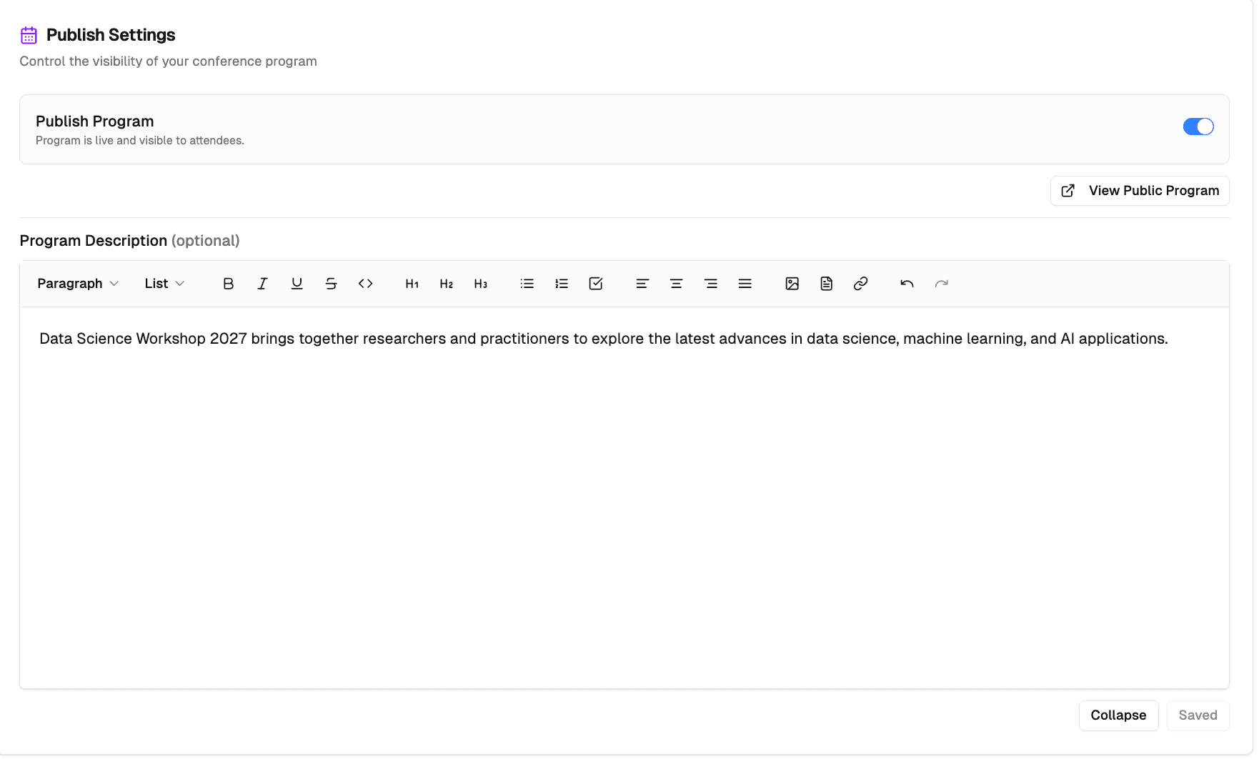 Program Description Editor