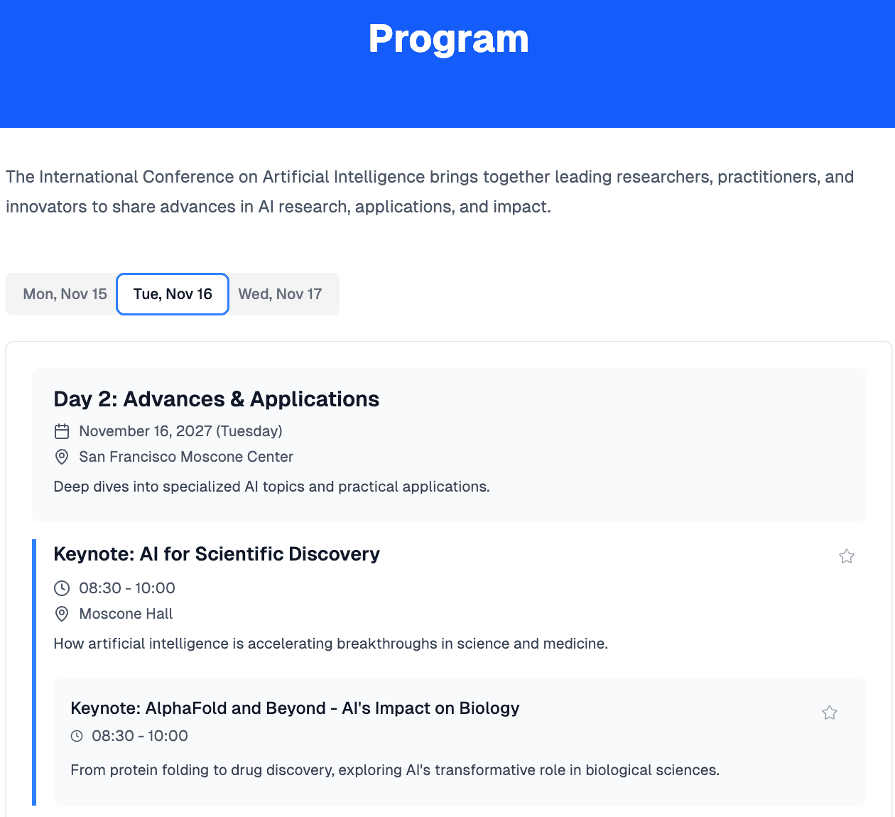 Program with Multiple Days