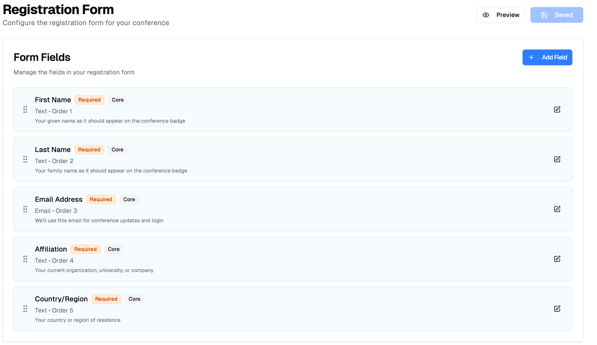 confifure registration form