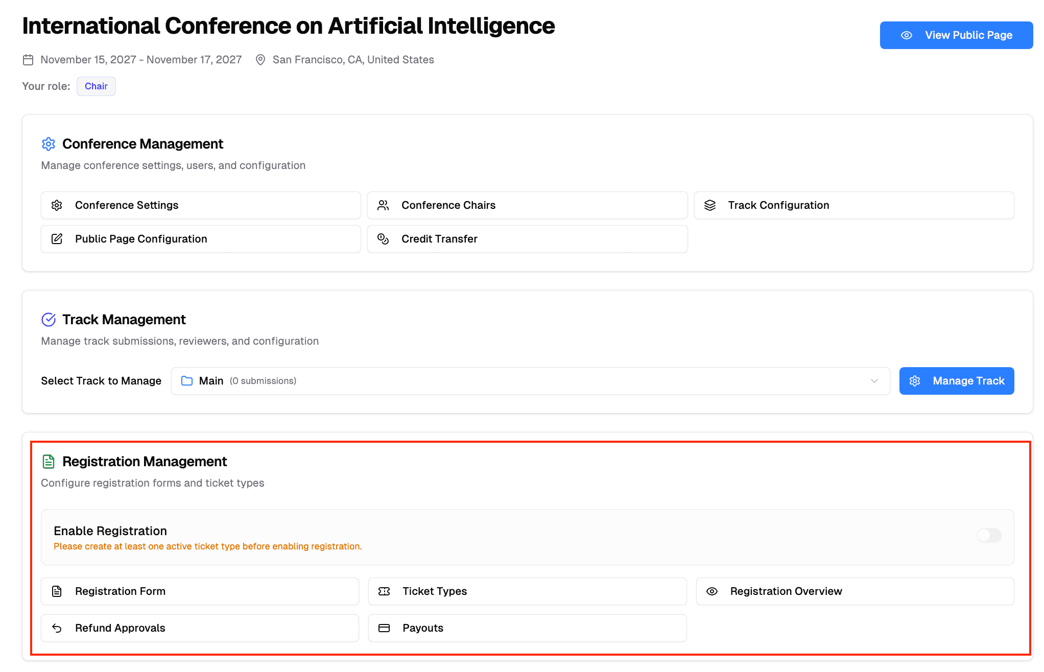 Registration Management Section