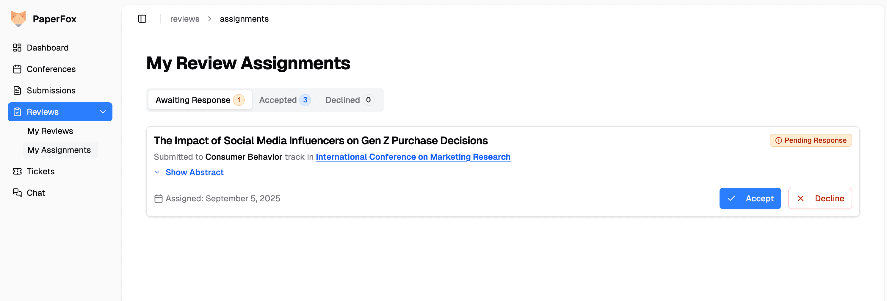 Review Assignment Dashboard