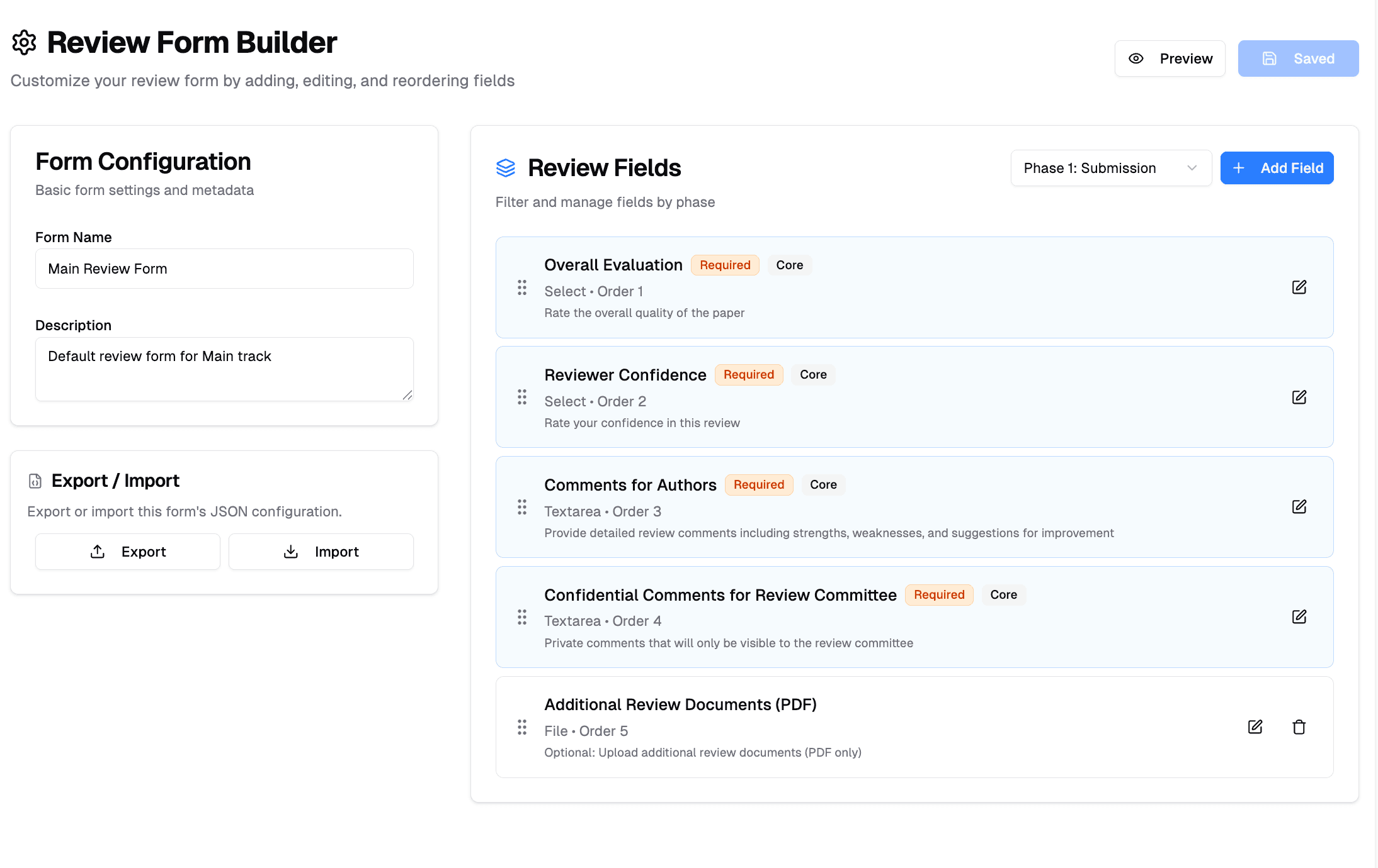 Review Form Builder