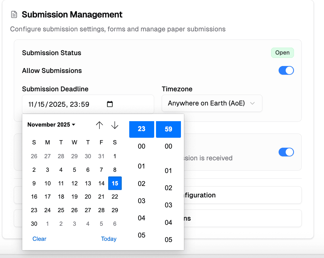 Submission Date Picker