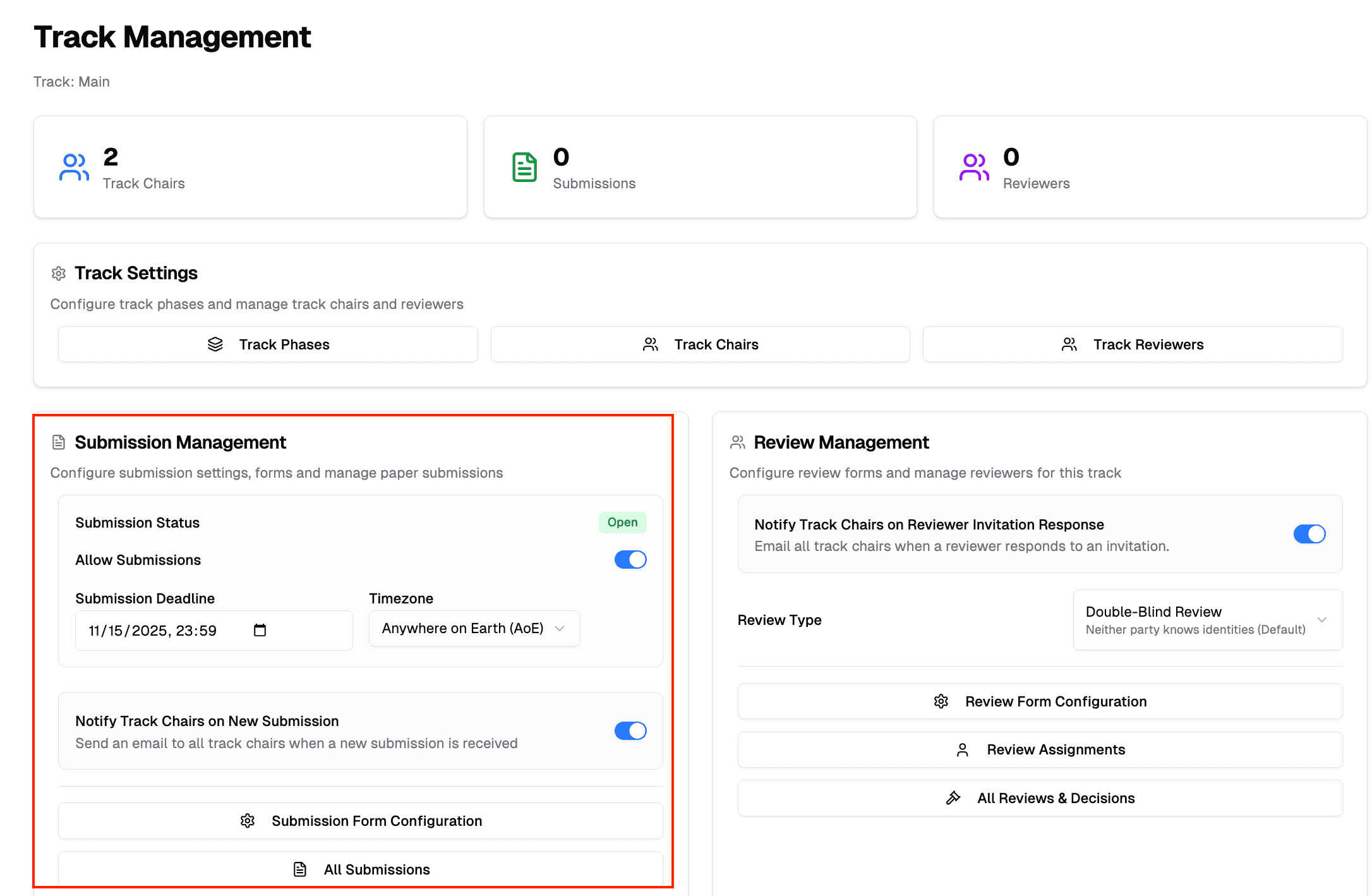 Submission Deadline Settings