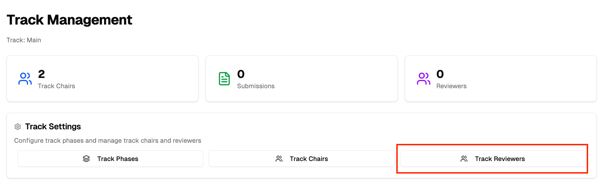 Track Reviewers Interface