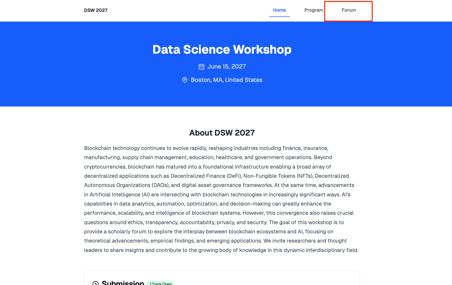 Forum on Conference Website