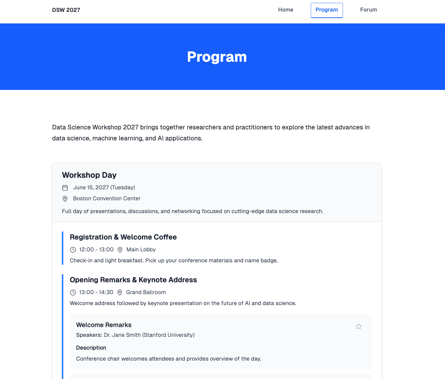 Program on Conference Website