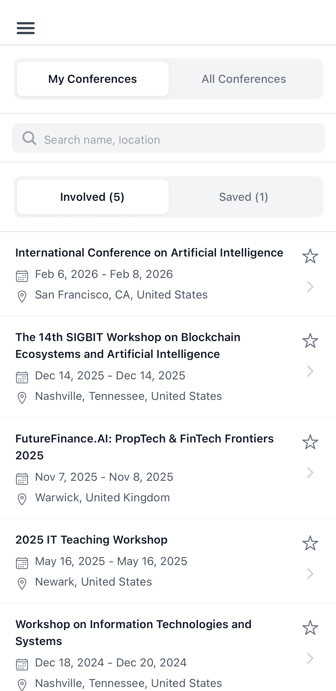My Conferences - Involved Tab